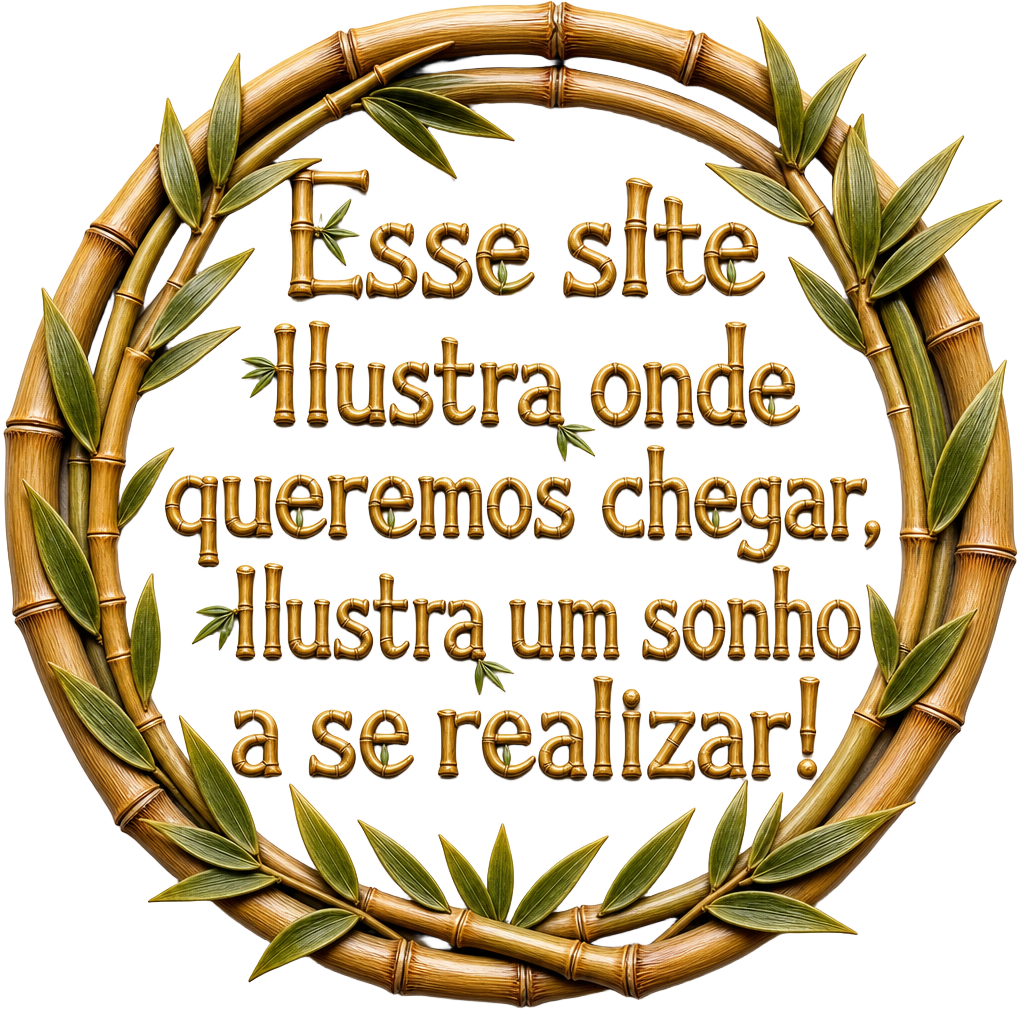Selo esculpido em bambu com folhas: Esse site ilustra onde queremos chegar, ilustra um sonho a se realizar!